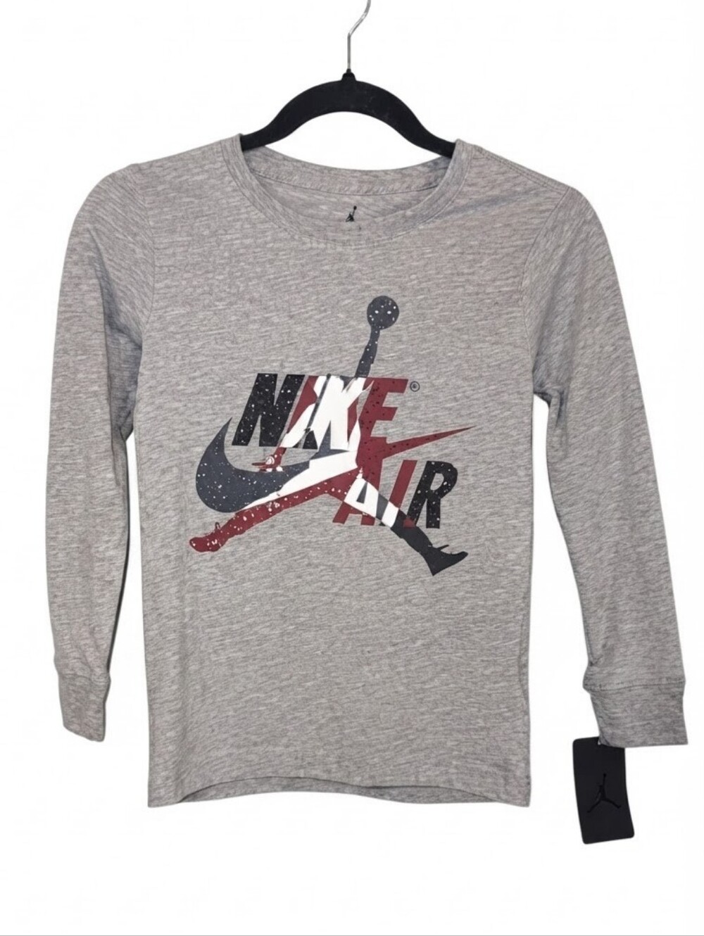 NEW Nike Jordan Boys Jumpman Air Splatter Long Sleeve Tshirt Grey Small 8 10